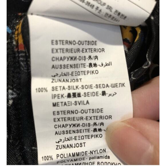 Sisley Black Print Artsy Paint 100% Silk Top Blouse Shirt, Sheer Sleeves, Med - Picture 6 of 6